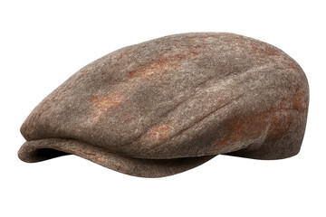 Vintage Brown Hat on transparent background, cap with duckbill style.