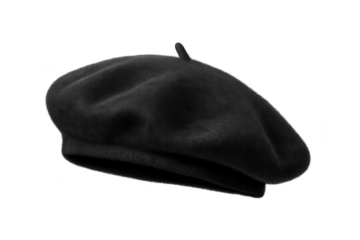 Stylish Black Beret Hat on a transparent background for creative projects