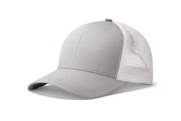 Gray trucker hat with transparent background for design mockups etc.