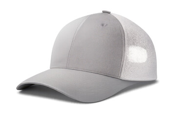 Fototapeta premium Gray Baseball Cap Isolated Product Shot on a transparent background.