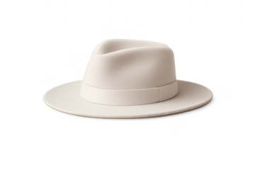 Elegant off-white hat image with transparent background, studio shot
