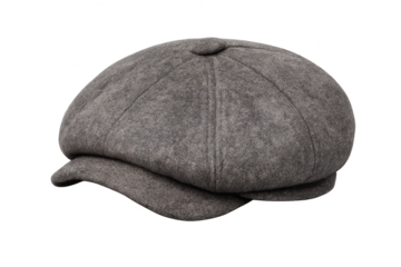 Gray Newsboy Cap Fashion Accessory with transparent background cutout
