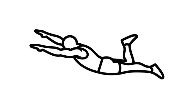 Simple line art icon of a person performing the Superman back extension exercise.