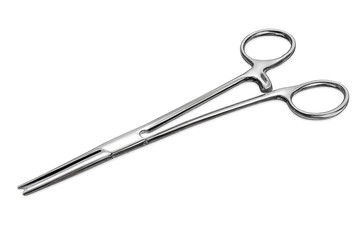 Forceps hemostat surgical clamp, transparent background stock photo