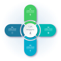Vector infographic cycle diagram with 4 steps, parts, segments. Infographic circular template that can be used for report, business analytics, data visualization, presentation.