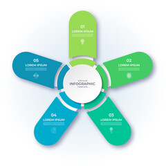 Vector infographic cycle diagram with 5 steps, parts, segments. Infographic circular template that can be used for report, business analytics, data visualization, presentation.