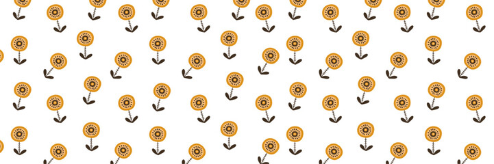 Easter Holiday Vector Background Banner with Colorful Eggs, Spring Flowers, and Green Leaves on a white background. Festive Horizontal header for Seasonal Greeting Cards and Website Decor.