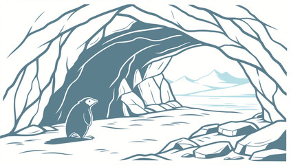 Penguin in an arctic cave