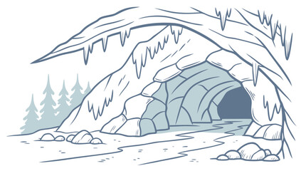 Winter cave illustration