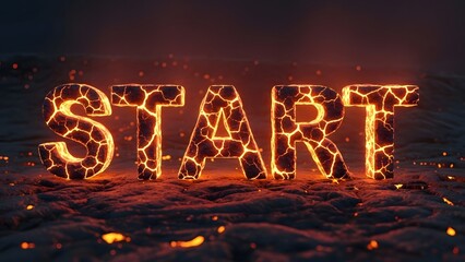 Glowing Start Text on Dark Rippled Surface