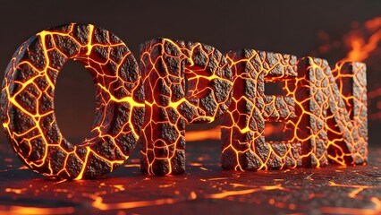 Molten Lava Fragments Forming the Number 249 in a Volcanic Eruption Scene