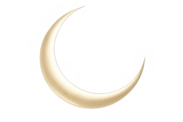 Golden crescent moon, islamic symbol and lunar new year element, transparent background, for ramadan and eid al-fitr greetings