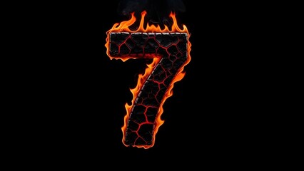 Fiery Number Seven against a Dark Background