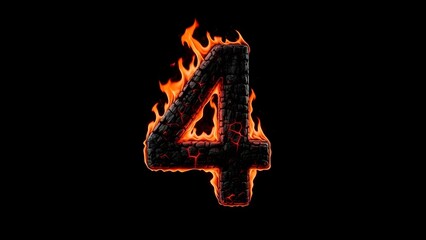 Blazing Number Four on a Dark Background