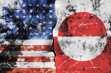 flag of the United States of America and the flag of Greenland on the wall