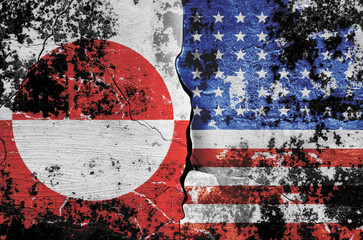 flag of the United States of America and the flag of Greenland on the wall