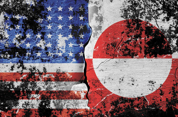flag of the United States of America and the flag of Greenland on the wall