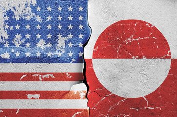flag of the United States of America and the flag of Greenland on the wall