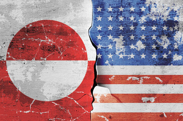 flag of the United States of America and the flag of Greenland on the wall