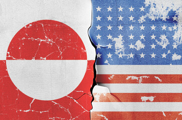 flag of the United States of America and the flag of Greenland on the wall