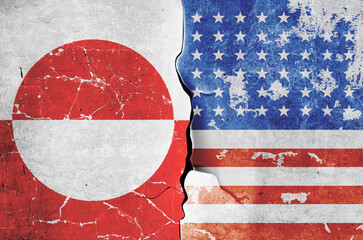 flag of the United States of America and the flag of Greenland on the wall