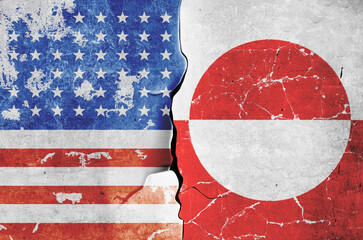 flag of the United States of America and the flag of Greenland on the wall