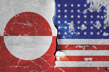 flag of the United States of America and the flag of Greenland on the wall