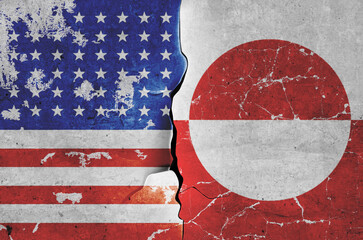 flag of the United States of America and the flag of Greenland on the wall