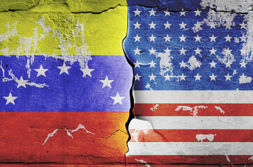 flag of the United States of America and the flag of Venezuela on the wall