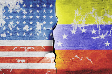 flag of the United States of America and the flag of Venezuela on the wall