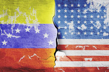 flag of the United States of America and the flag of Venezuela on the wall