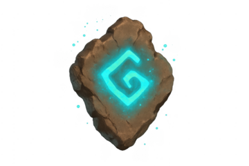 Glowing magic rune stone with ancient symbol