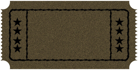 Blank Vintage Golden Cinema Ticket with black stars
