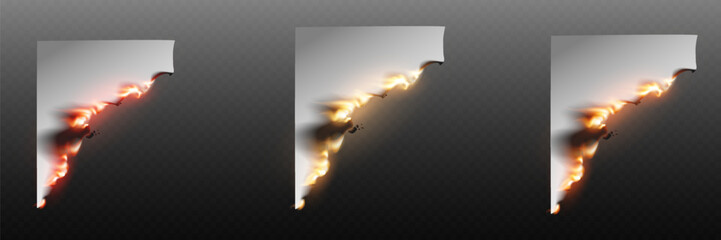 Realistic paper burn transition with fire flames.