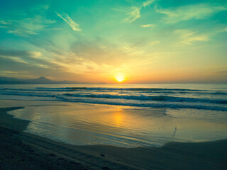Fototapeta premium Seascape in the early morning. Sunrise over the sea