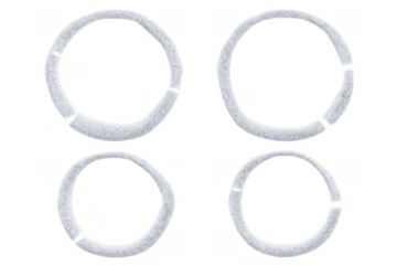 Water ripples forming four clear abstract circular frames, creating a liquid ripple texture with transparent background