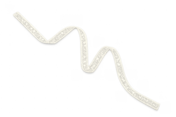 Wavy silver glitter ribbon element on transparent background