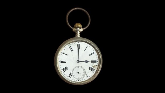 old pocket watch animation loop with alpha channel