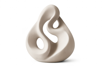 Abstract sculpture on transparent background, flowing, modern design.