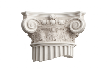 Ionic column capital transparent background, ornate architectural detail