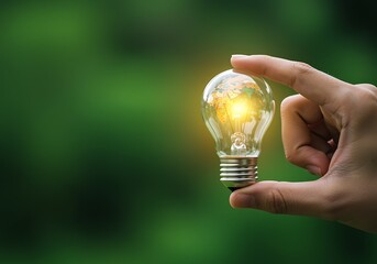 Hand Holding Light Bulb Globe