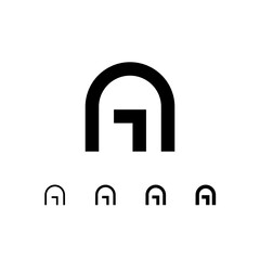 Letter A, digital alphabet cyber font, including set of four different letters, vector illustration 10EPS