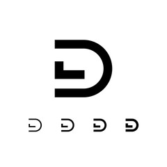 Letter D, digital alphabet cyber font, including set of four different letters, vector illustration 10EPS
