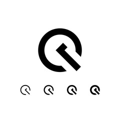 Letter Q, digital alphabet cyber font, including set of four different letters, vector illustration 10EPS