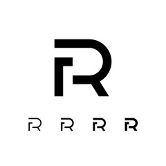 Letter R, digital alphabet cyber font, including set of four different letters, vector illustration 10EPS