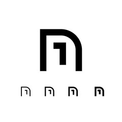 Letter N, digital alphabet cyber font, including set of four different letters, vector illustration 10EPS