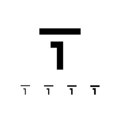 Letter T, digital alphabet cyber font, including set of four different letters, vector illustration 10EPS