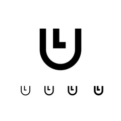 Letter U, digital alphabet cyber font, including set of four different letters, vector illustration 10EPS