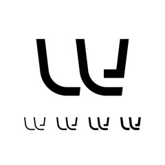 Letter W, digital alphabet cyber font, including set of four different letters, vector illustration 10EPS