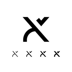 Letter X, digital alphabet cyber font, including set of four different letters, vector illustration 10EPS